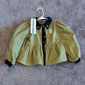 Yellow and Black Checkered Kids Blouse